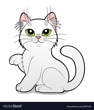 Нарисованная кошка на белом фоне