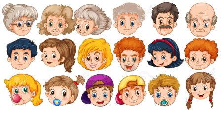 Мультяшные лица семьи