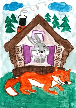 Иллюстрация к сказке Заюшкина избушка для детей