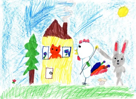 Заюшкина избушка сказка рисунок детский