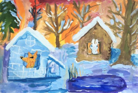 Рисование избушка Лубяная избушка Ледяная