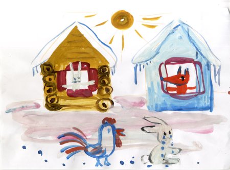 Рисование избушка Лубяная и Ледяная