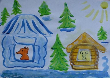 Рисование избушка Лубяная избушка Ледяная