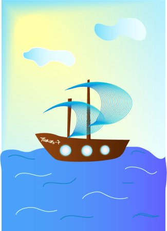 Поэтапное рисование корабля для детей