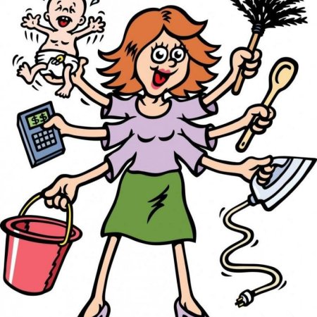 Женщина с детьми карикатура