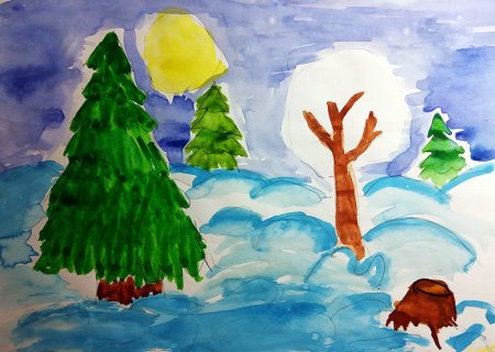 Зимний лес рисунок