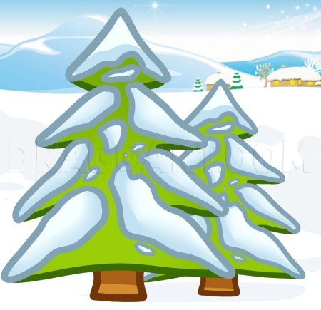 Рисование зимней елочки