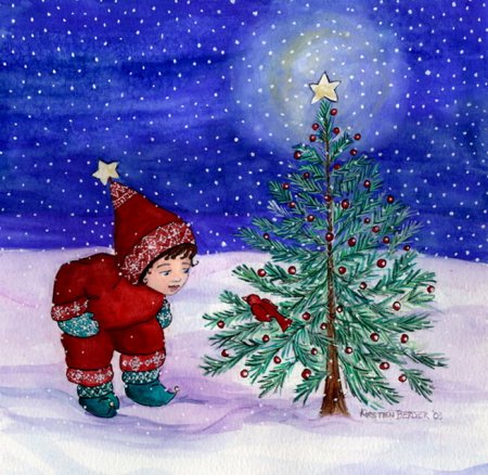 Новогодняя елочка маленькая в лесу