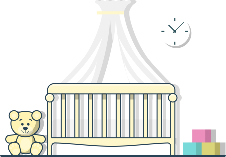 Кроватка вид сбоку вектор