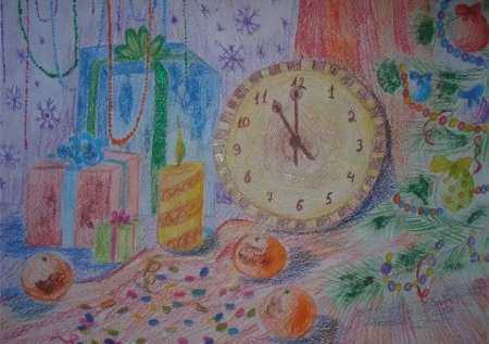 Натюрморт к новому году рисунок