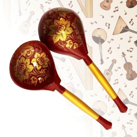 Деревянная ложка полубаская, роспись Чернушка Хохлома lhl6501