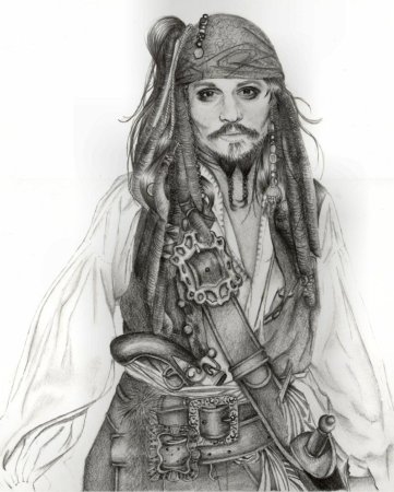 Раскраска пираты Карибского моря Джек Воробей