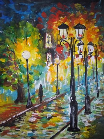 Городской пейзаж красками