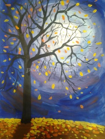 Правополушарное рисование осеннее дерево