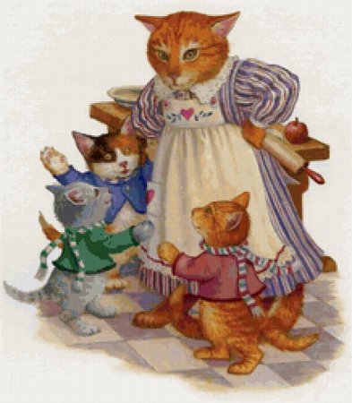 Кошка с котятами рисунок