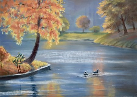 Рисуем осенний пруд