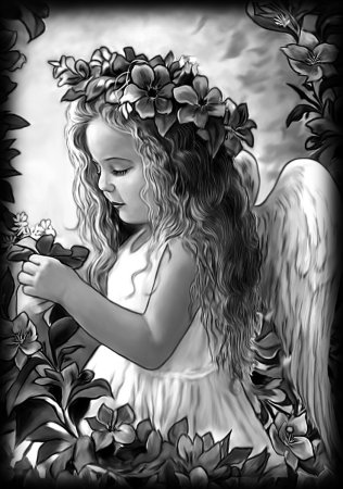 Ангелочек для гравировки на памятник