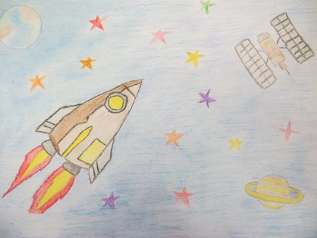 Полет в космос рисунок