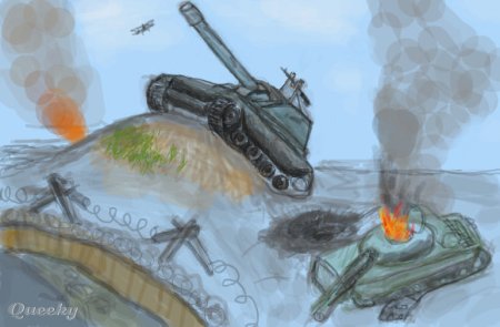 Рисунок горящего танка