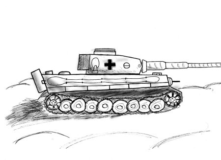 Рисунок танка на стене
