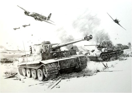 Танк на войне рисунок