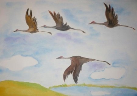 Рисование улетают птицы