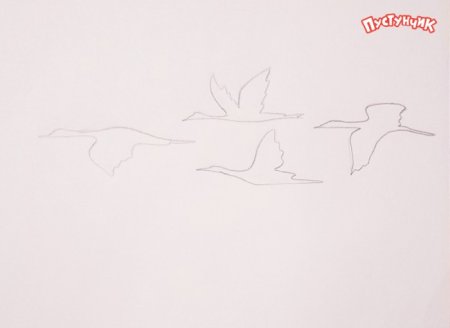 Журавль в небе рисунок