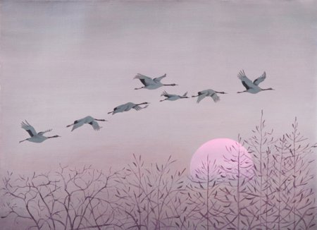 Картина журавлиный Клин живопись