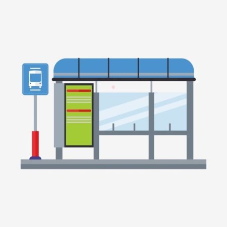 Автобусная остановка сбоку вектор