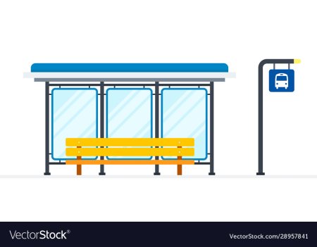 Автобусная остановка на белом фоне