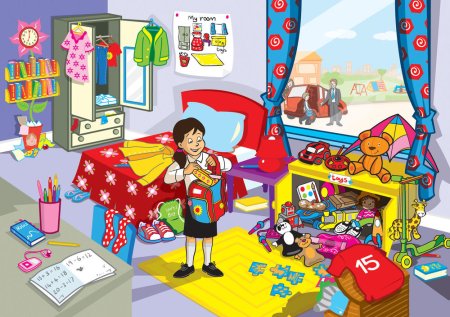 Разбросанные вещи в комнате для детей