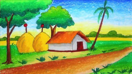 Пейзаж рисунок для детей
