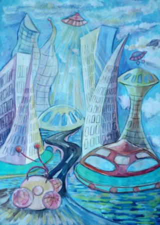 Рисование город будущего