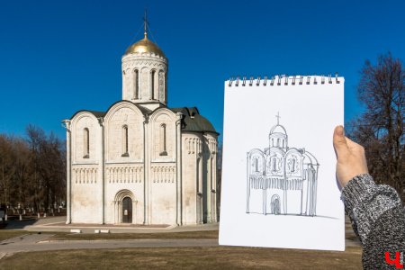 Дмитриевский собор во Владимире рисунок