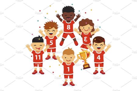 Команда детей спортсменов на прозрачном фоне