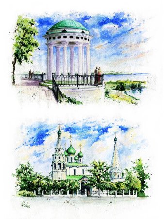 Архитектура Ярославля акварелью