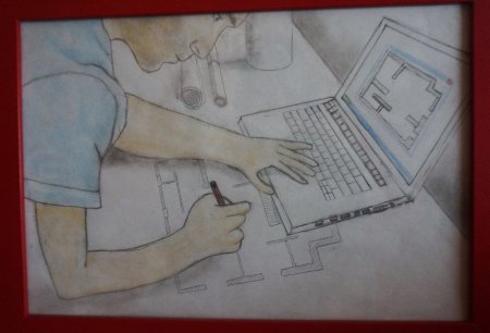 Рисунок папа на работе