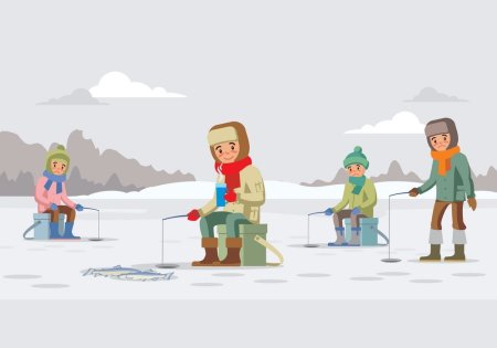 Рыбалка зимой вектор