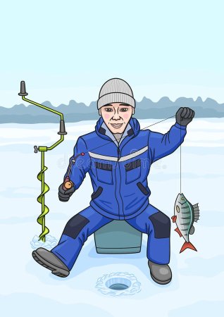 Наклейка зимняя рыбалка