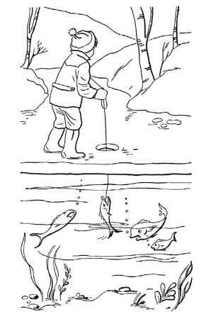 Рыбалка раскраска для детей