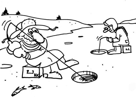 Зимняя рыбалка карикатура