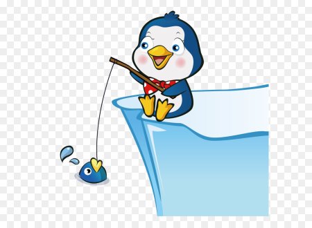 Пингвин рыбачит