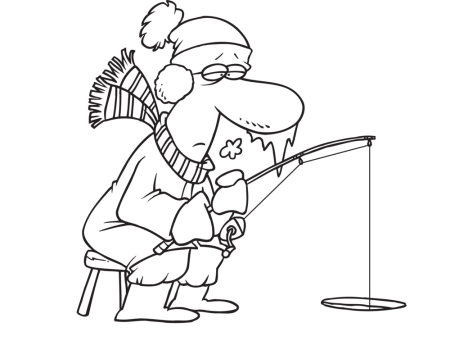 Раскраска Рыбак на льду