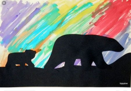 Граттаж Северное сияние