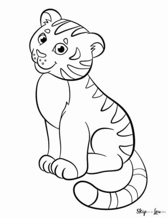Раскраска Тигрёнок для детей 3-4 лет