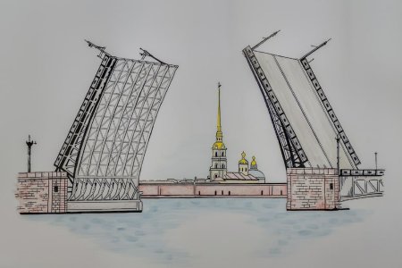 Дворцовый мост в Санкт-Петербурге рисунок
