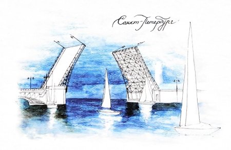 Петропавловская крепость с мостом вектор