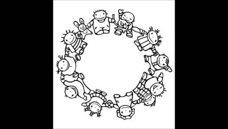 Раскраска дети хоровод для дошкольников