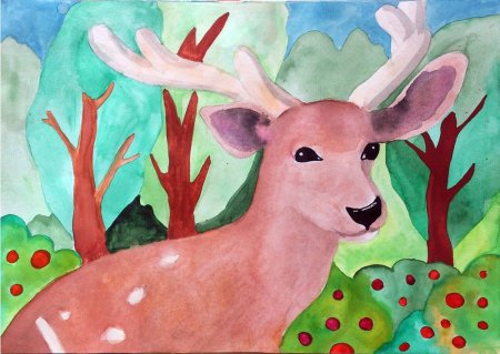 Олень рисунок