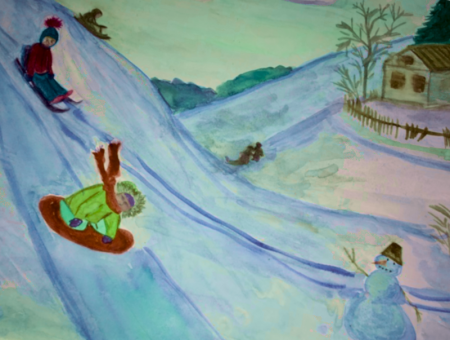 Рисунок снежной горки